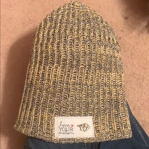 Blue and yellow beanie